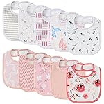 10 Pack Cotton Snap Bibs for Baby Boy Girl, Super Soft Drool Bibs for Teething and Feeding
