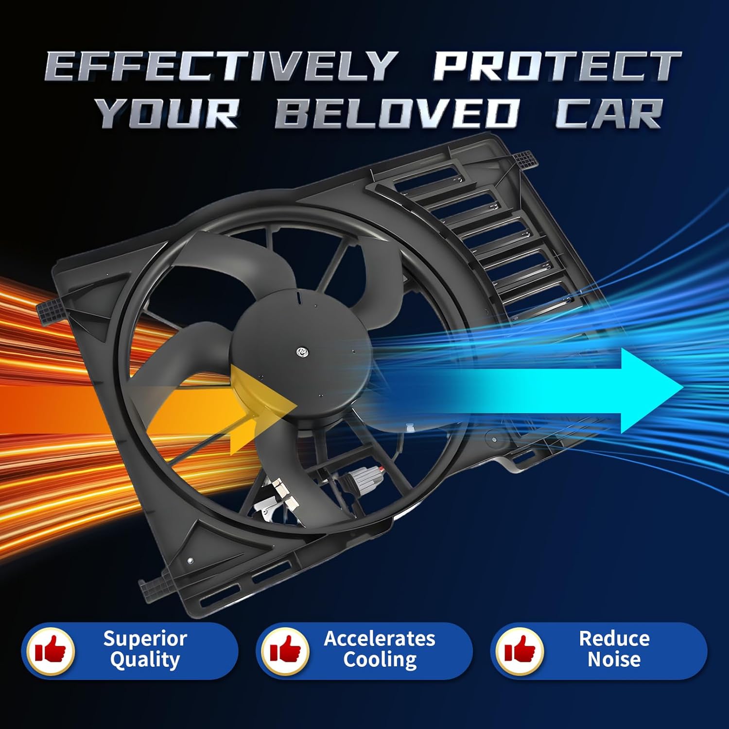 Engine Radiator Cooling Fan Assembly Compatible with Escape 2013-2016 2.0L L4 Replace 621-040 CV6Z8C607S CV6Z8C607C Electric Cooling Fan Silent with Brushless Motor