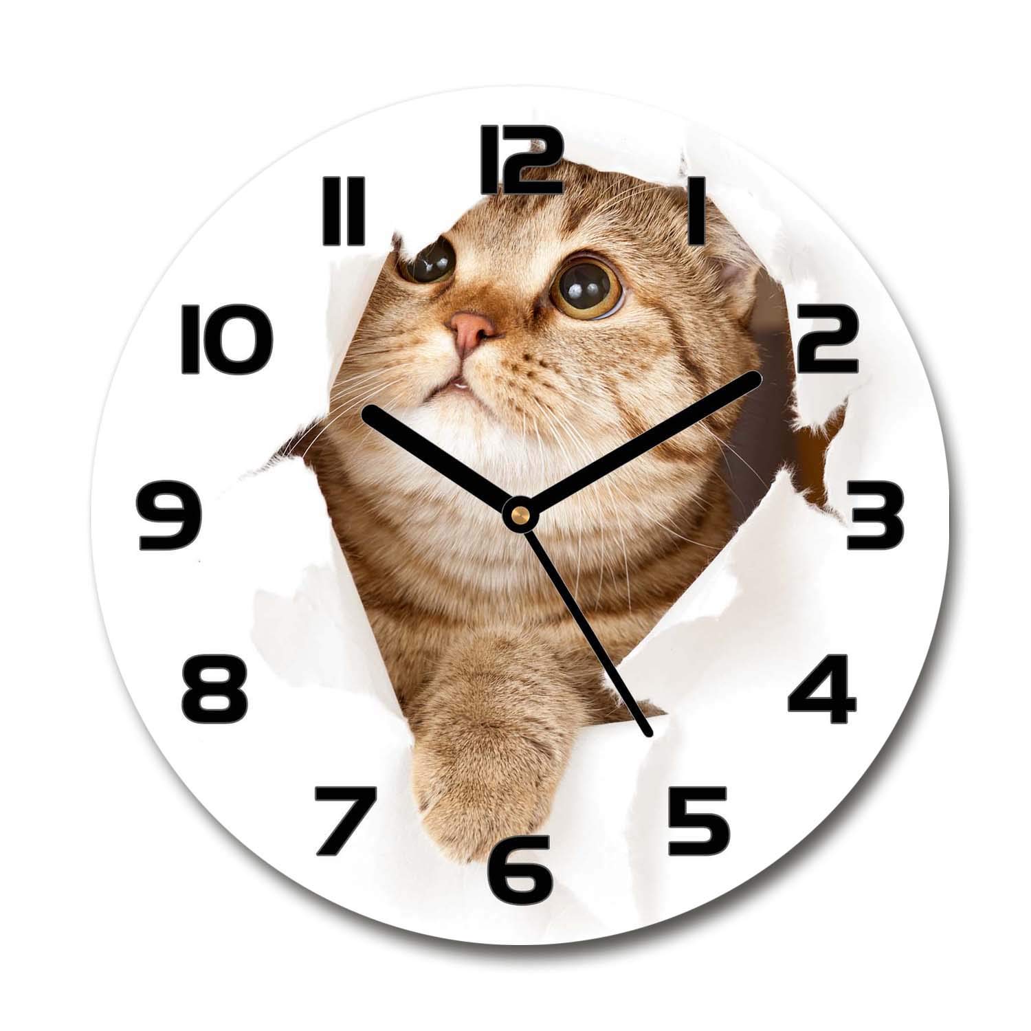 Horloge silencieuse Tulup en verre de sécurité 60x60 cm pour éviter le tic-tac