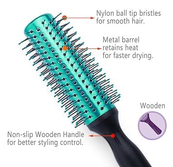PERFEHAIR Round Hair Brush Blow Drying Curling HairBrush with Nylon Bristles