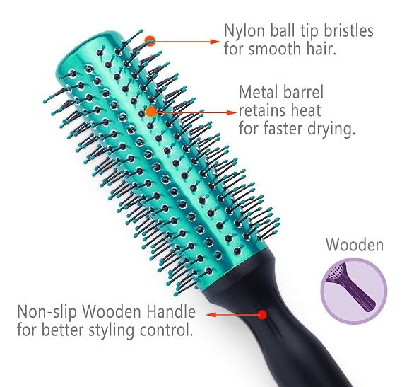 PERFEHAIR Round Hair Brush Blow Drying Curling HairBrush with Nylon Bristles
