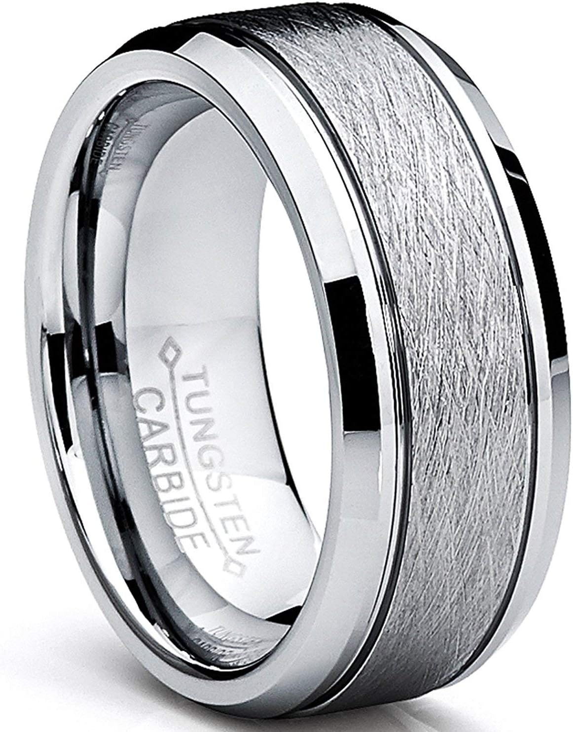 Moneekar JewelMoneekar Jewels Tungsten Carbide Men's Brushed Center Wedding Band Ring, Comfort Fit,8 mm (Amazon Exclusive)