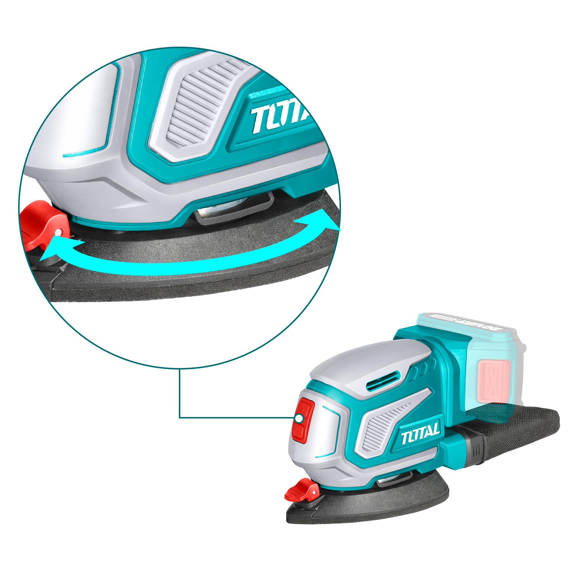 TOTAL - Multiligatrice Delta a batteria 20 V | Levigatrice da 13000 RPM | Raccolta della polvere | Fissaggio rapido e comodo | Senza batteria o caricatore