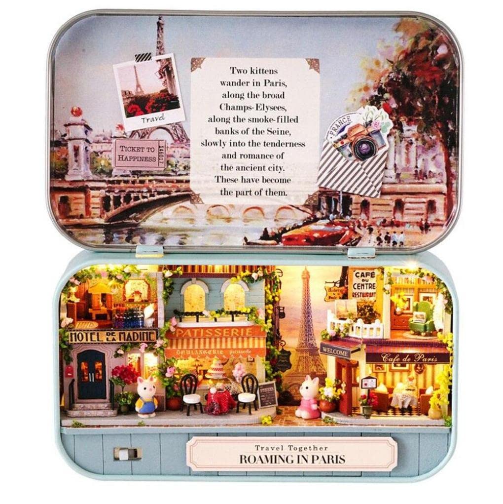 1set Mini Diy Wooden Miniature Scene Dollhouse Model Handmade Cottage Toy Handmade Box Theatre House Gift Toys