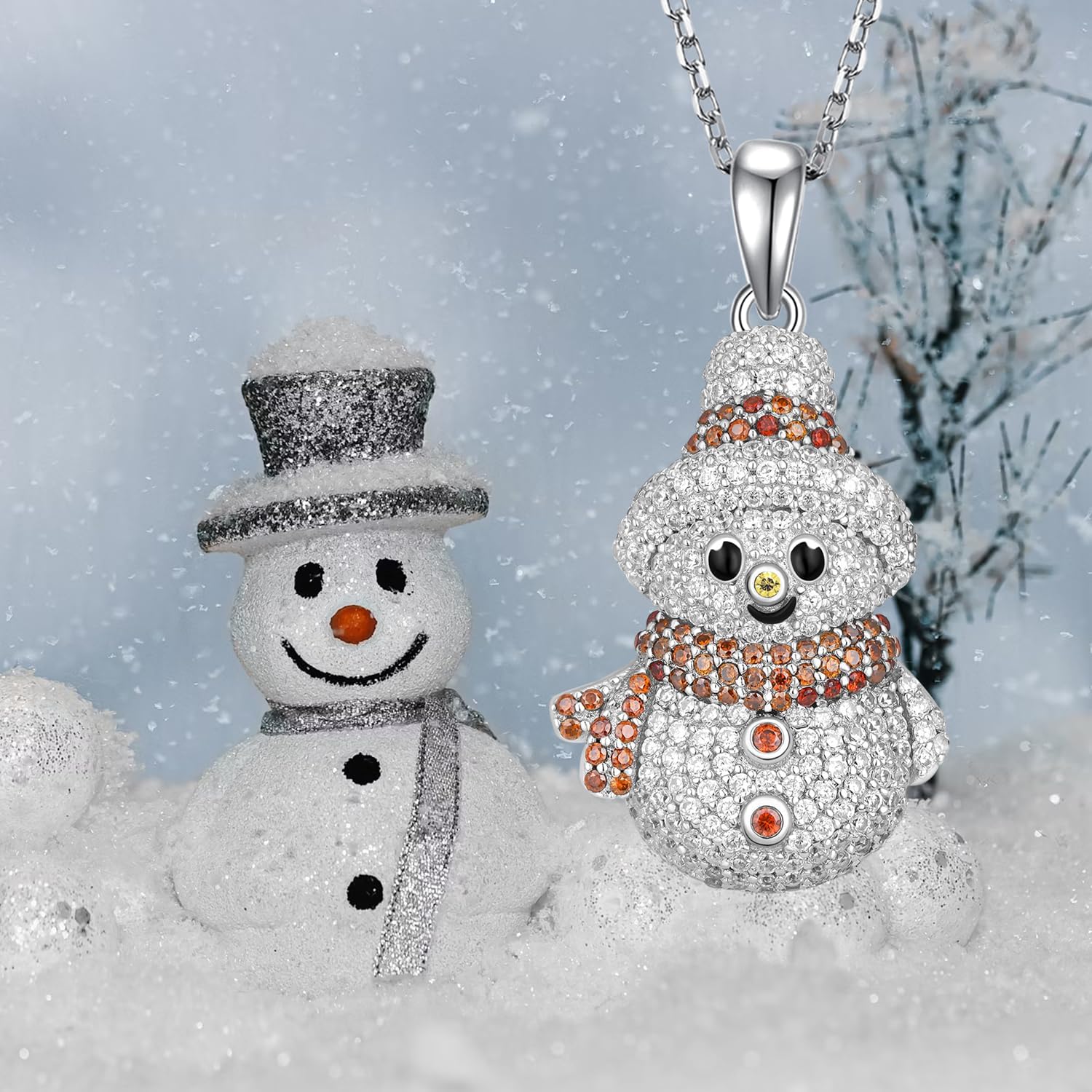 Snowman Necklace Gifts S925 Sterling Silver Christmas Gifts for Women Christmas Jewelry for Women Birthday Gifts - Image 2