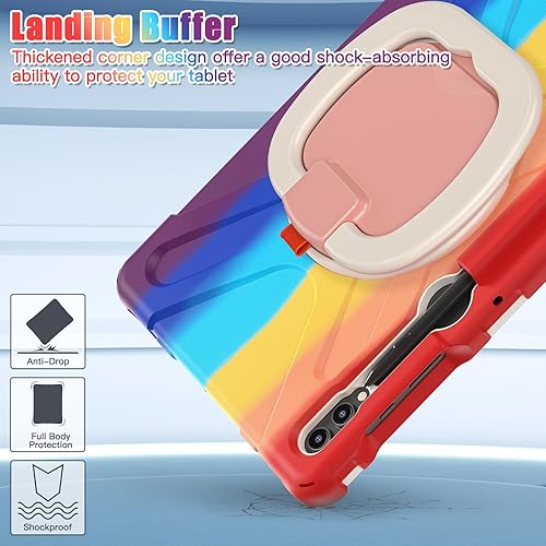 Miniatura 3 de Funda de silicona resistente para Samsung Galaxy Tab S9+ de 12.4 pulgadas 2023S8+S7+S7 Fe, con correa para el hombro, soporte para bolígrafo S,