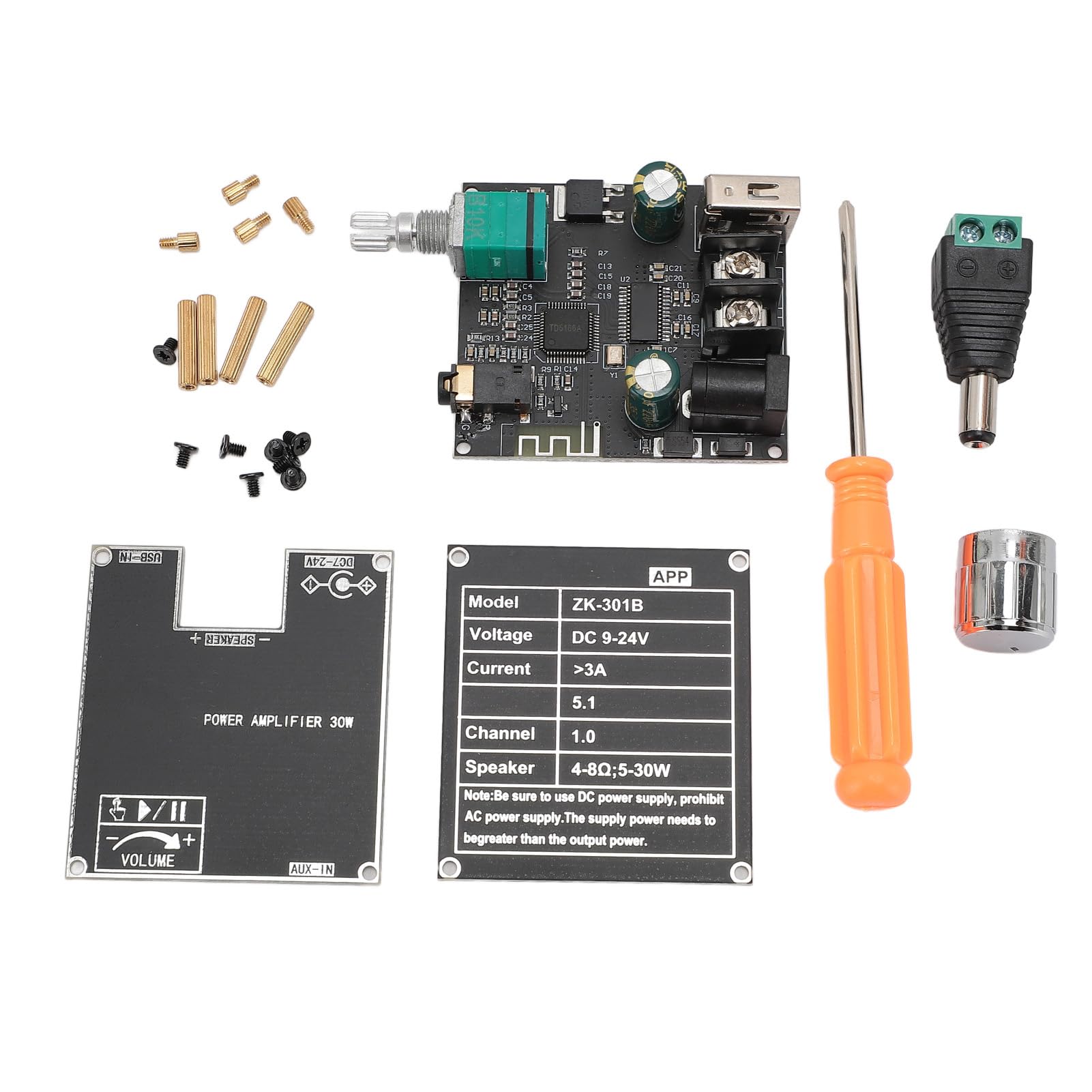 ZK 301B Bluetooth 5.1 Amplifier Board with TPA3110D2 Chip, 30W Mono Amp True WL Stereo Pairing Audio Power Amplifier Module, Bluetooth AUX USB Input, DIY Speaker System Kit