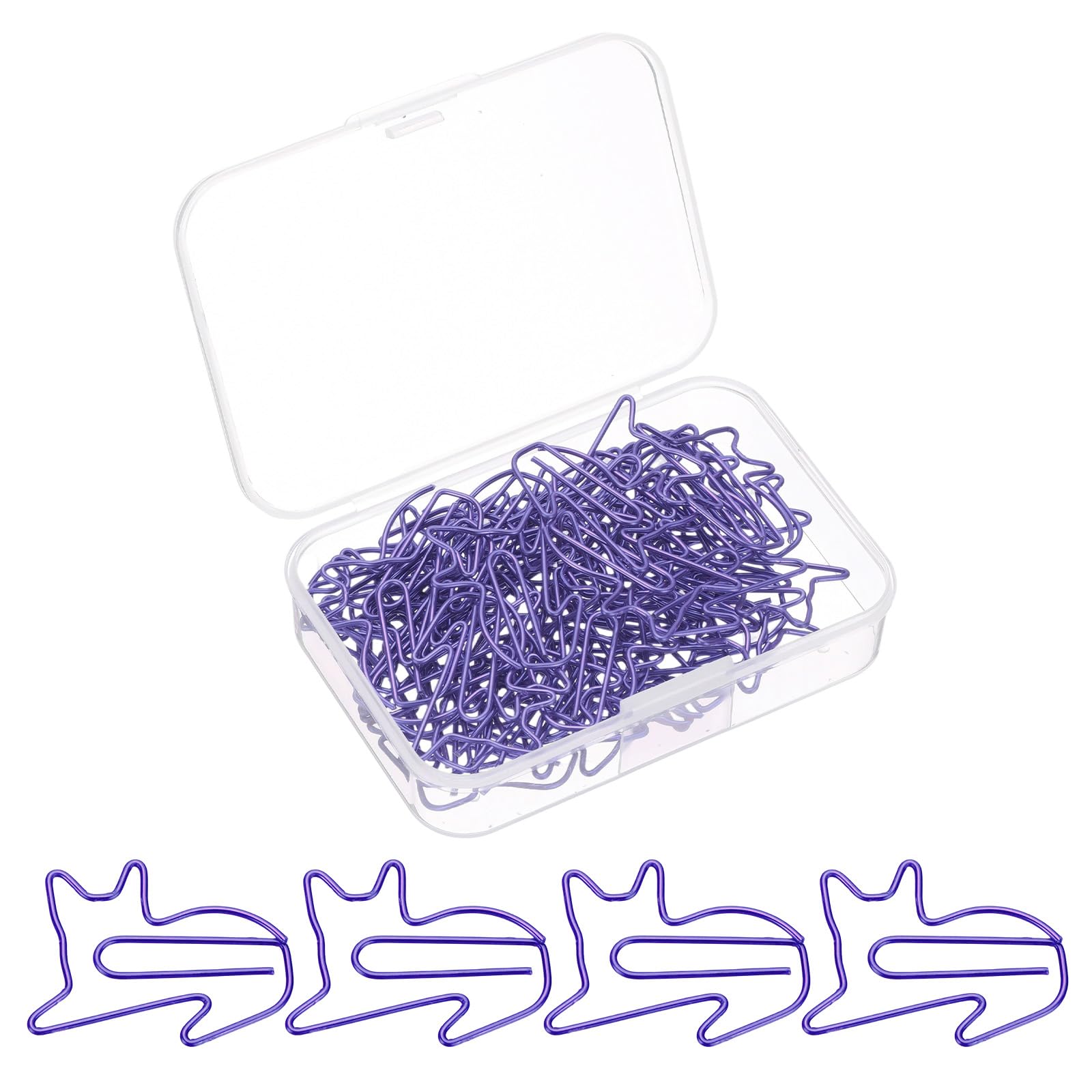 PATIKIL 50pcs Paper Clip, Cat Shape Paper Clip Small Cute Rust-Proof Metal Strong Durable Bulk for Office Home, 32mm, Purple