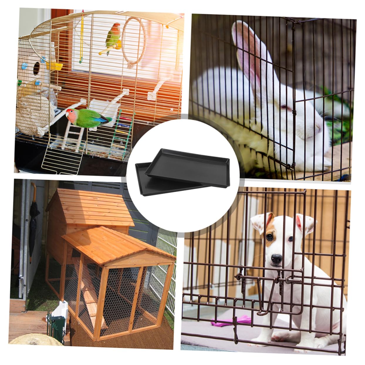 2 Piezas Bandejas para Jaula De PáJaros Y Perros PequeñOs Bandeja Inferior De PláStico Reutilizable Antifugas Y FáCil De Limpiar para Conejitos Y Aves