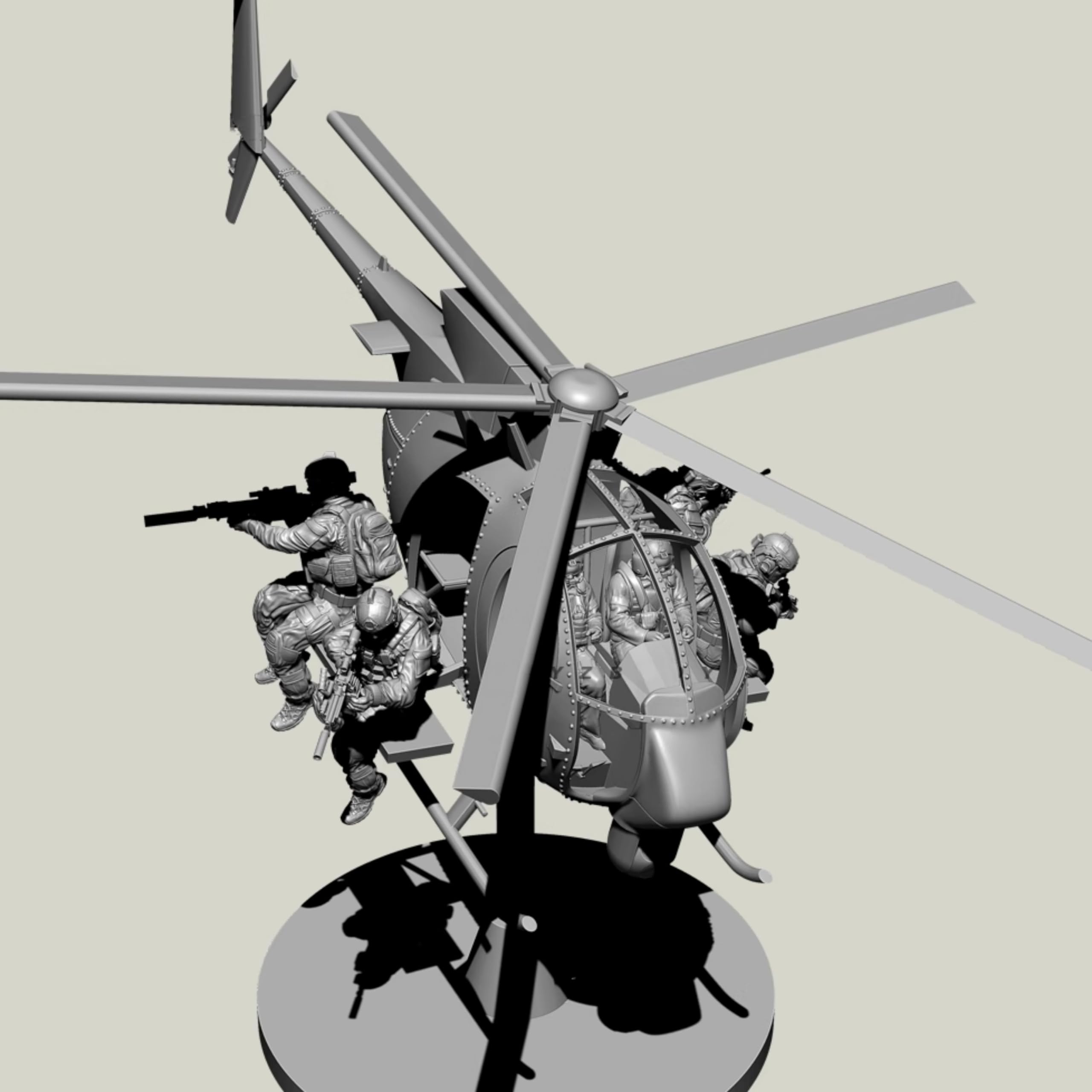 1/35) Kit de modelismo de Resina de Soldado de Comando Estadounidense sin Pintar y sin Montar (6 Personas + con helicóptero) (Cg6B-1)
