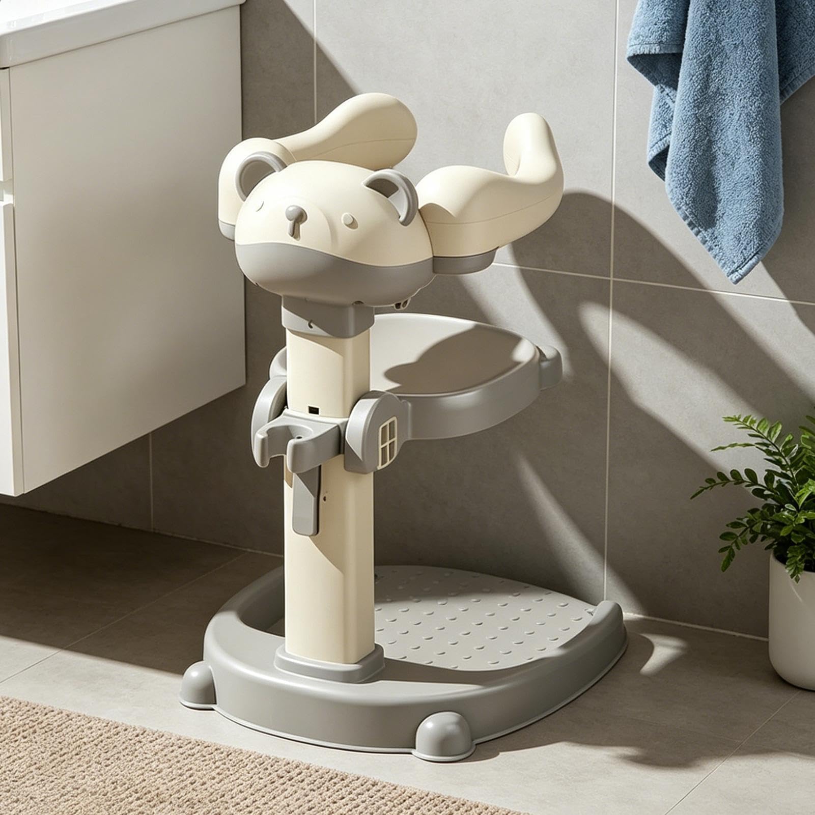 Kinder Badestützgriff Rutschfeste 2-in-1 Sitzbank Abnehmbar | Armlehne Badeunterstützung für Badezimmer Hotel Badewanne Wohnheim Apartment Wickeln Ankleiden