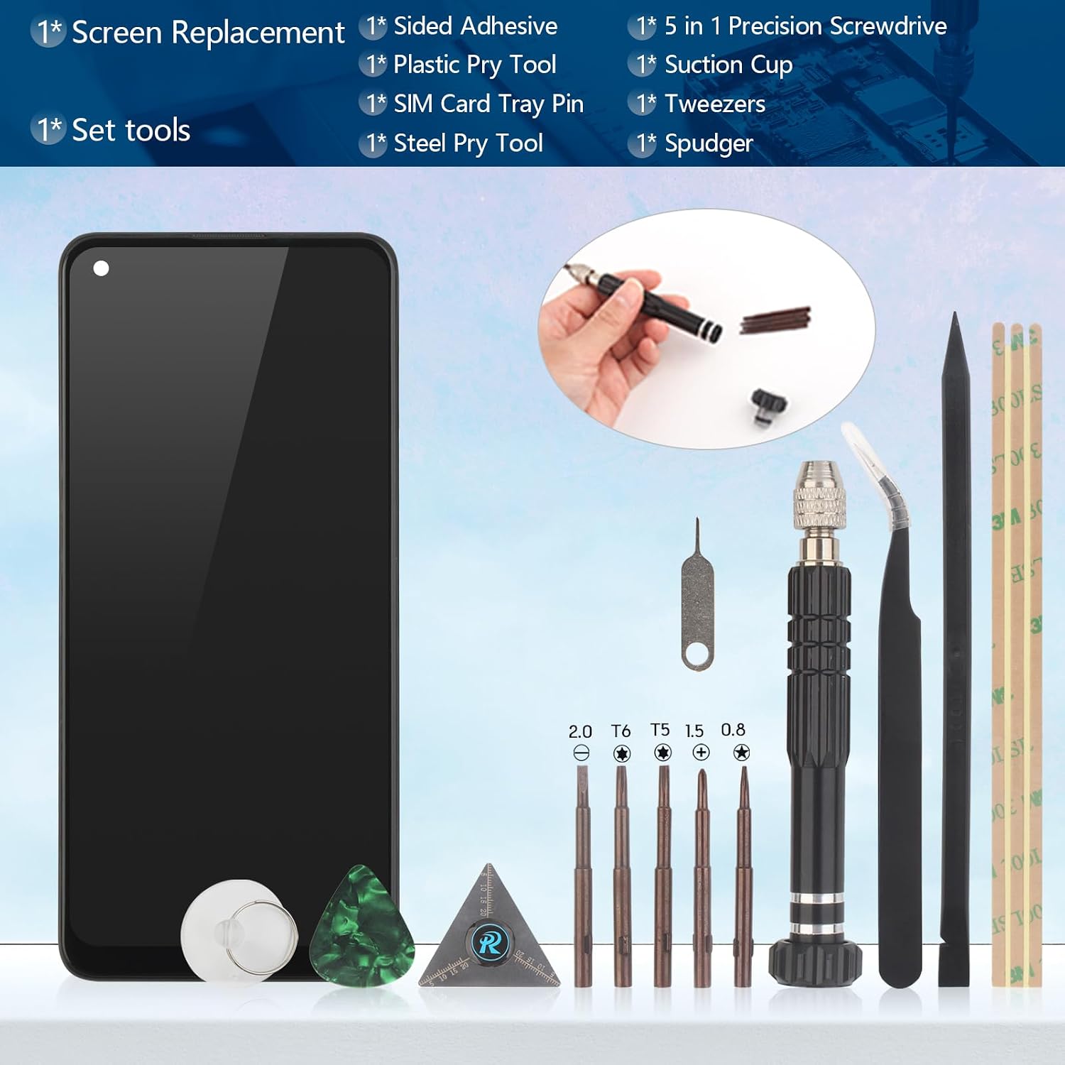 for OnePlus Nord N20 5G GN2200 CPH2459 Screen Replacement for OnePlus Nord N20 5G LCD Display Touch Screen Digitizer Assembly Replacement with Tools(Incell Black with Frame)