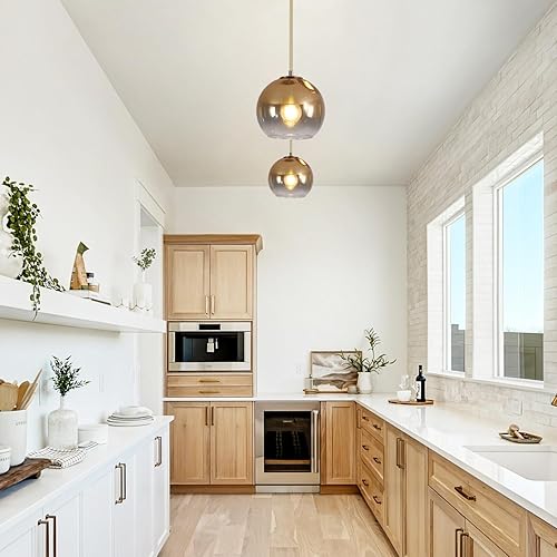 Miniatura 6 de KCO Iluminación Globo Lámparas Colgantes Gradient Cristal Dorado Lámpara Colgante Moderna Cocina Isla Iluminación Vintage Lámpara colgante Lámpara