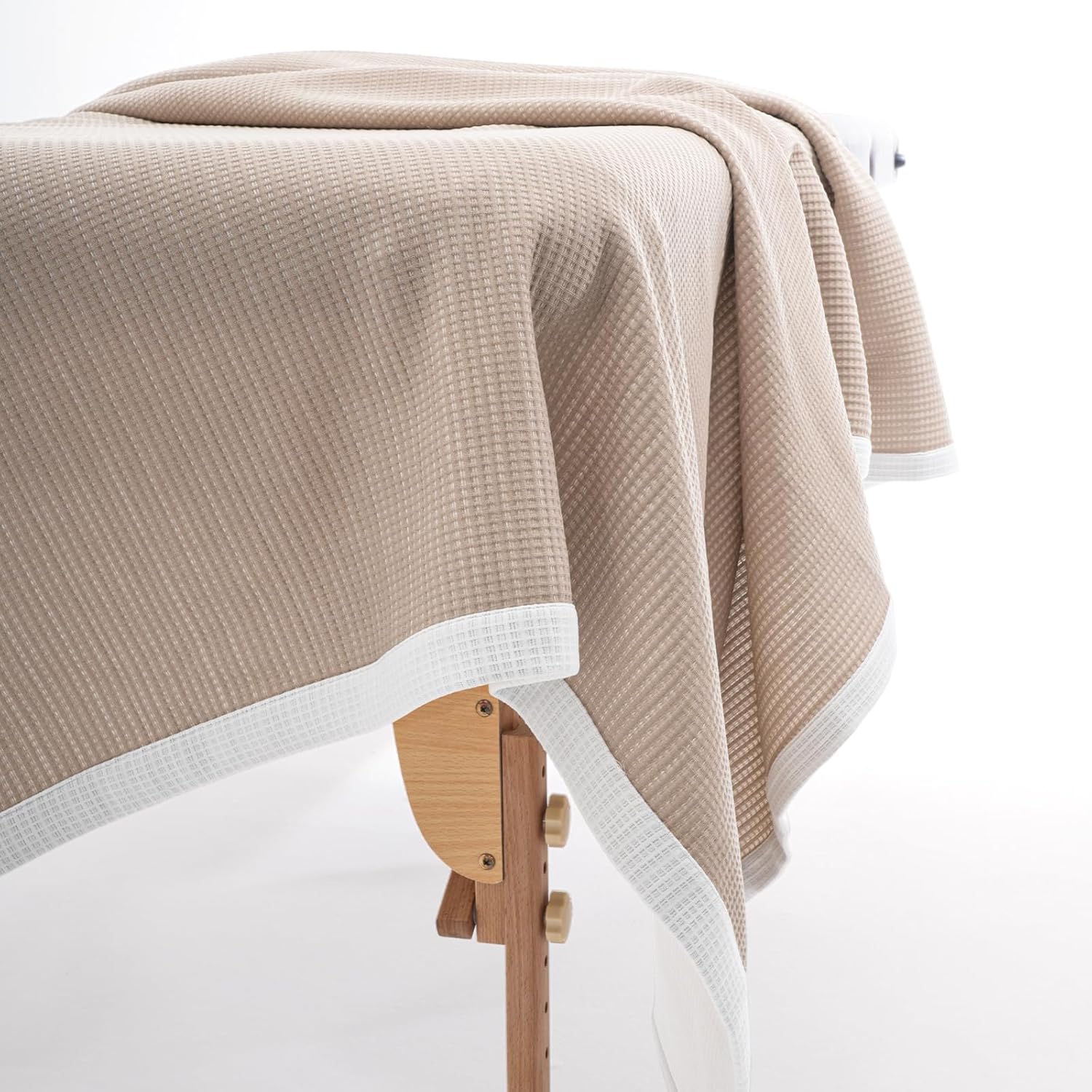 Soft Microfiber Double-Sided Blanket, Bicolourable, Breathable, 80 x 59 inches (Khaki-White)