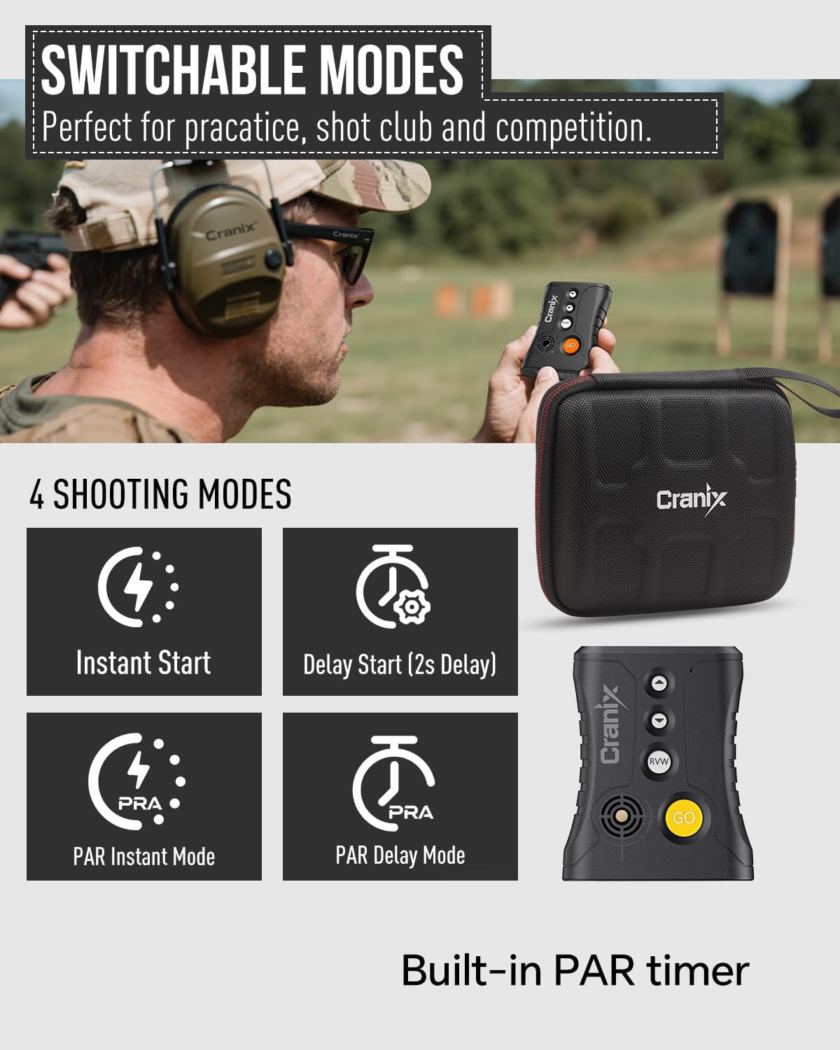 Professional Shot Timer for Shooting Competition, 0.01s Precision Tactical Training Shot Timers with Loud Buzzer, Enhanced Detection & Long Battery Life & 4 Modes (Yellow)