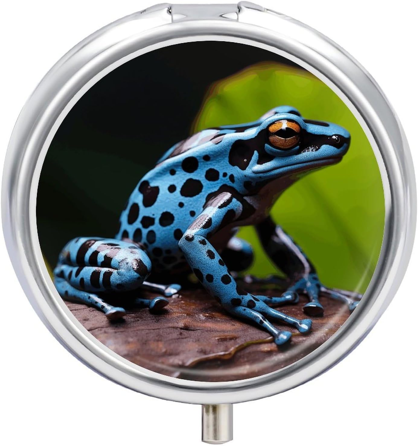 Dart Frog Blue Pill Case 3 Compartment Travel Pill Box