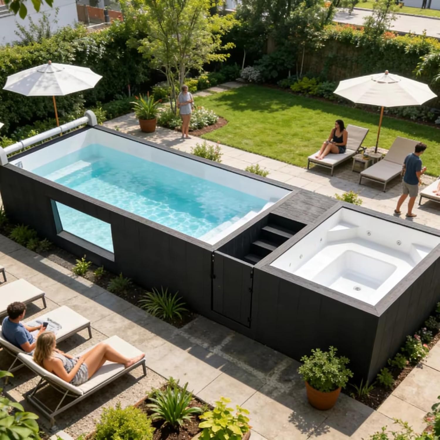 Modular Container Above Ground Swimming Pool for Family Resort Hotel with Complete Accessory Set