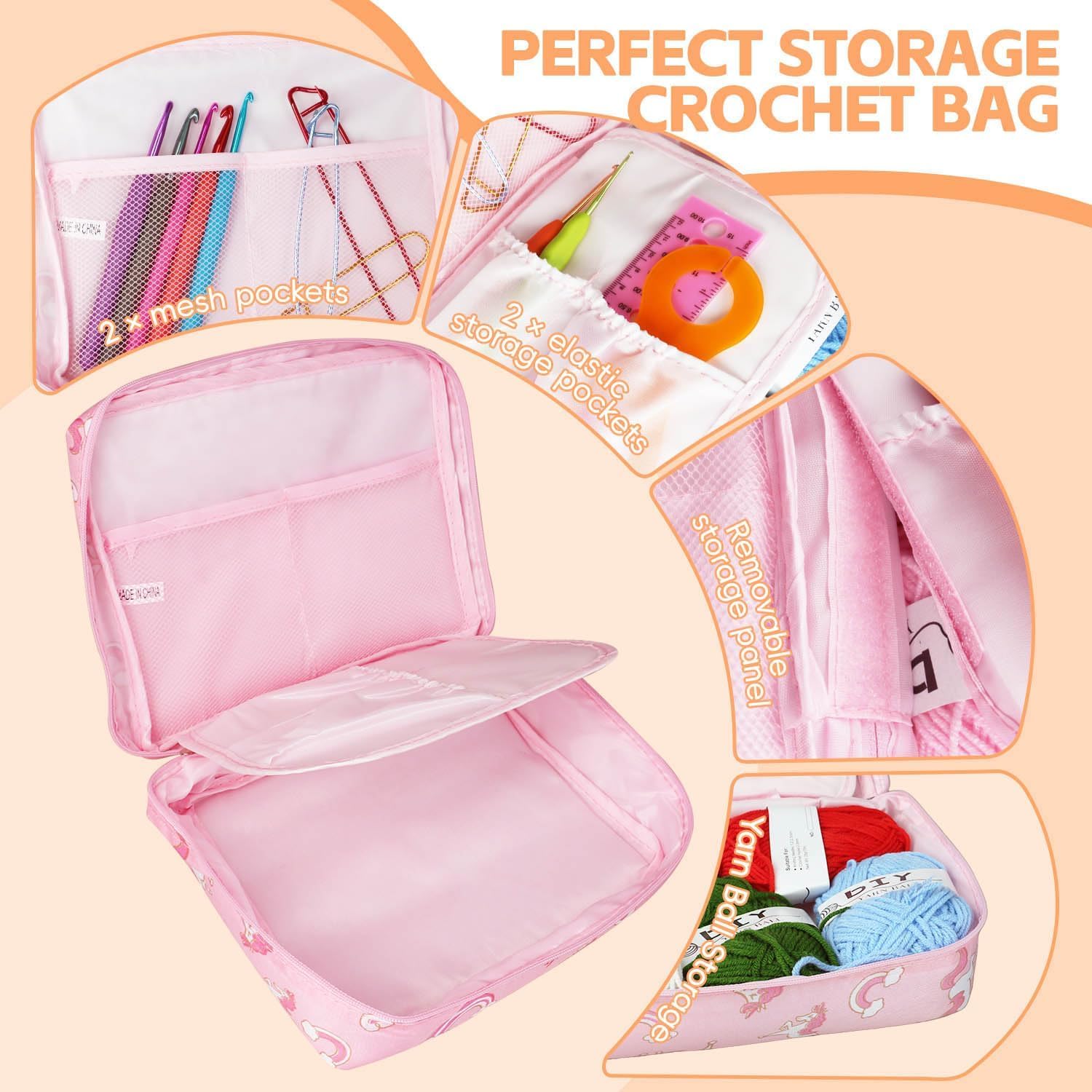 QLECT Crochet Needle Kit 107Pcs with Carry Bag DIY Crochet Kit with Tools & Accessories Comprehensive Crochet Kit for Beginners & Professionals 1
