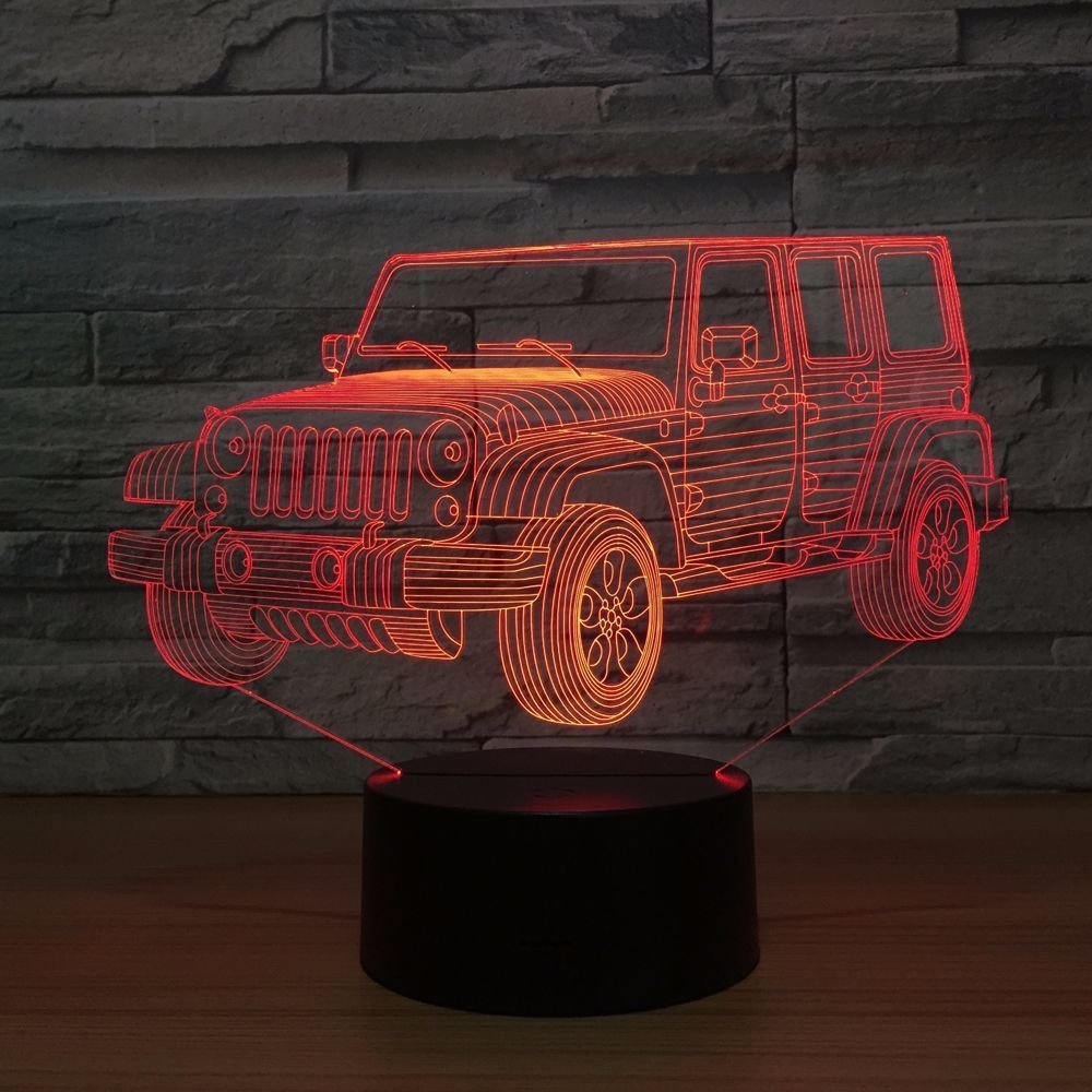 3D Polizei-Auto LED Nachtlicht – 7 Farbwechsel, Touch-sensitive, USB-betrieben, Perfekt Fürs Kinderzimmer