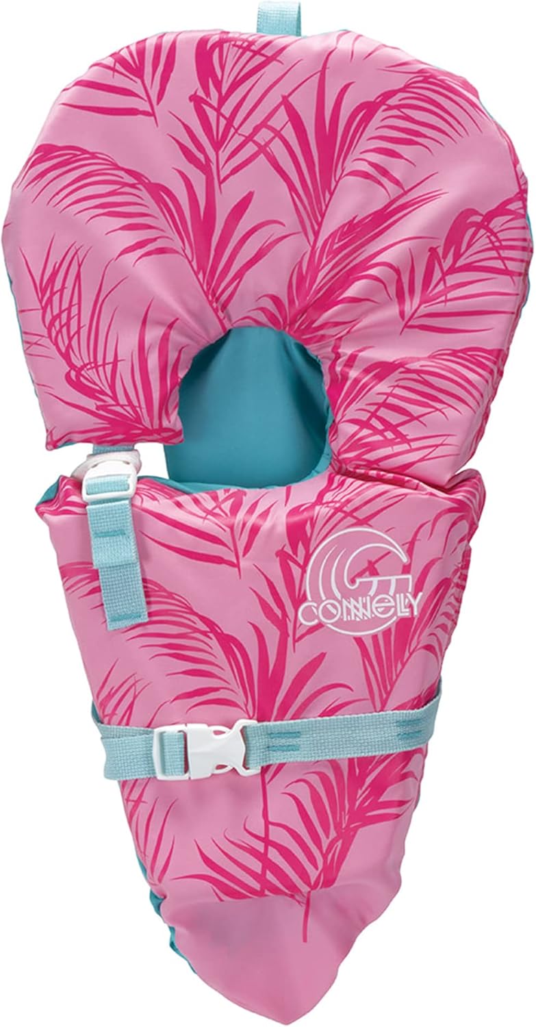 Connelly Baby Safe and Soft Adjustable Infant Nylon Water Sport Boating Lake Swimming Life Jacket Vest, Pink