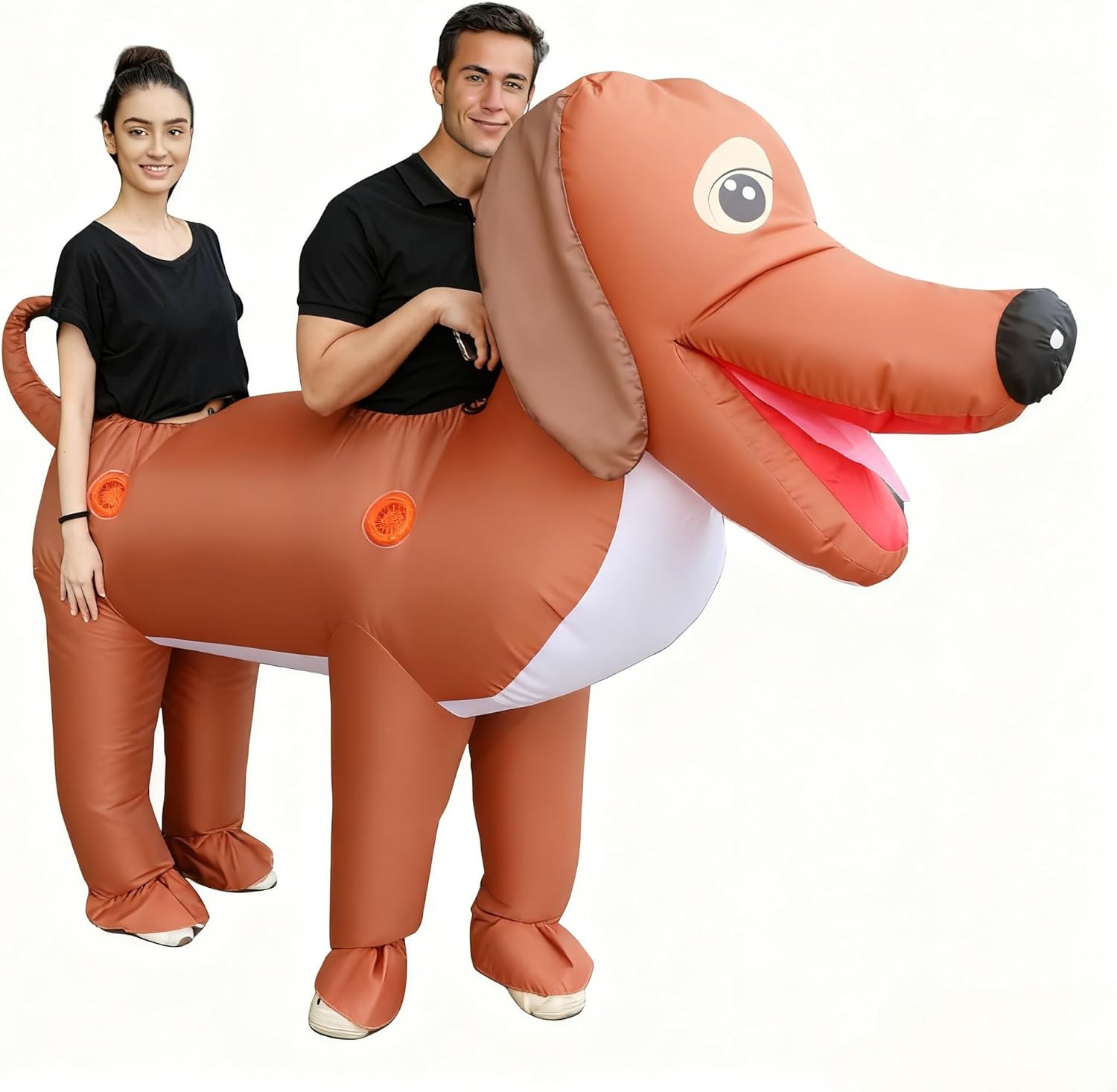 Couple Inflatable Dachshund Costume for Adult 2 People Ride On Blow Up Funny Dog Costumes for Men Women Halloween Cosplay Valentine's Day - Image 3