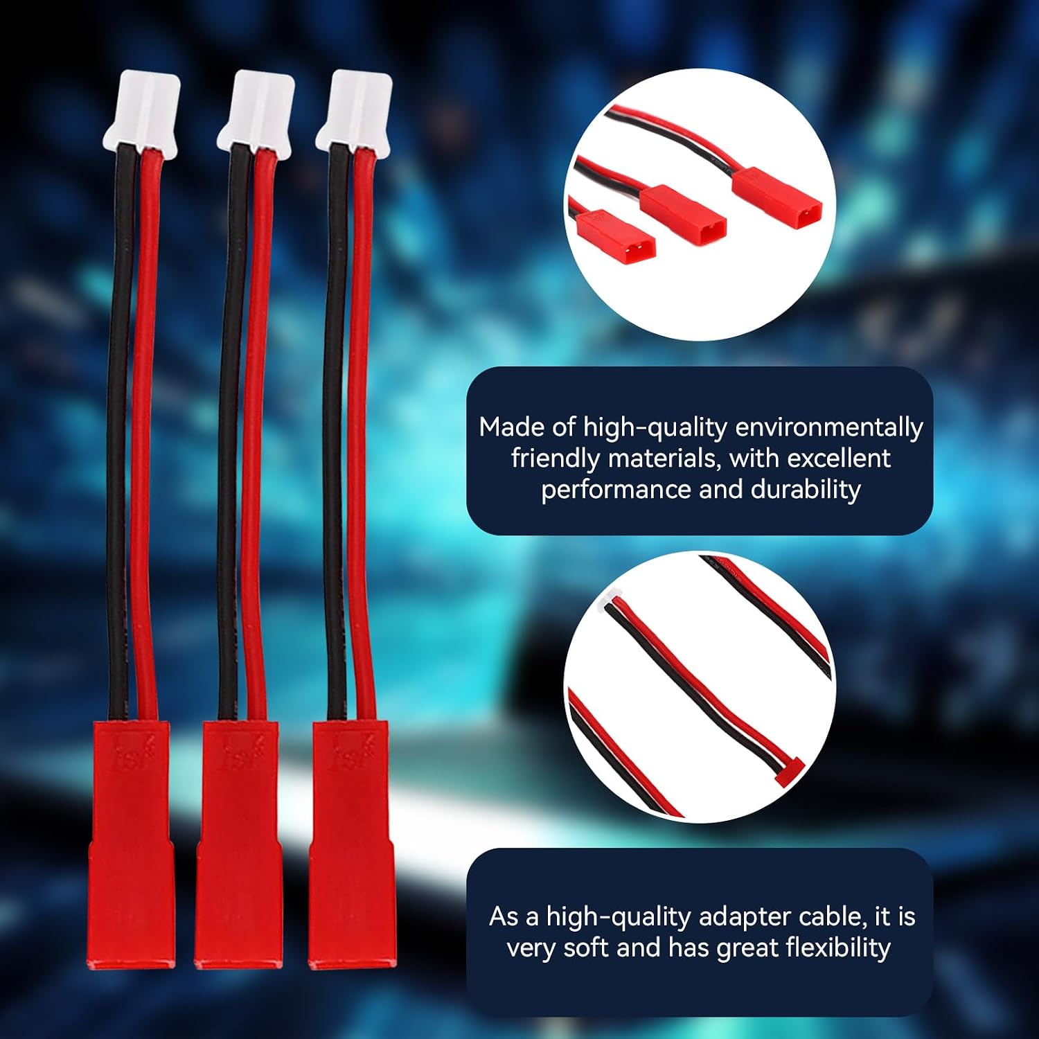 3pcs JST to PH2.0 Adapter Cable JST Adapter PH2.0 Connector JST Connector Female JST-PH Cable PH2.0 to JST Adapter SCX24 Battery Cable for Axial SCX24 1/24 RC Tracked Vehicle