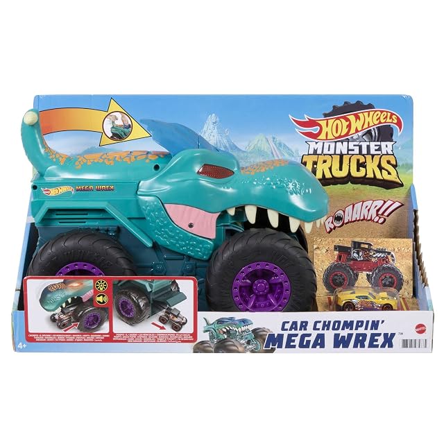 Foto 6 de 6 de Hot Wheels Monster Trucks Mega Wrex mastica coches con luces y sonidos