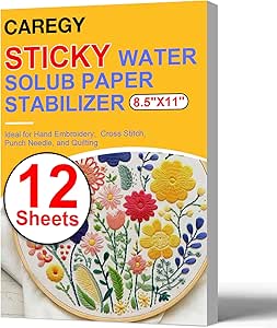 Amazon.com: CAREGY 12PCS 8.5"x11" Sticky Water Soluble Embroidery ...