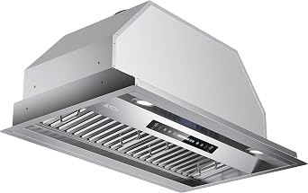 Range Hood Insert 30 inch 900 CFM, Stainless Steel Vent Hood | Ducted/Ductless Convertible Duct with 2 Pcs Adjustable Lights and 2 Pcs Baffle Filters with Handlebar