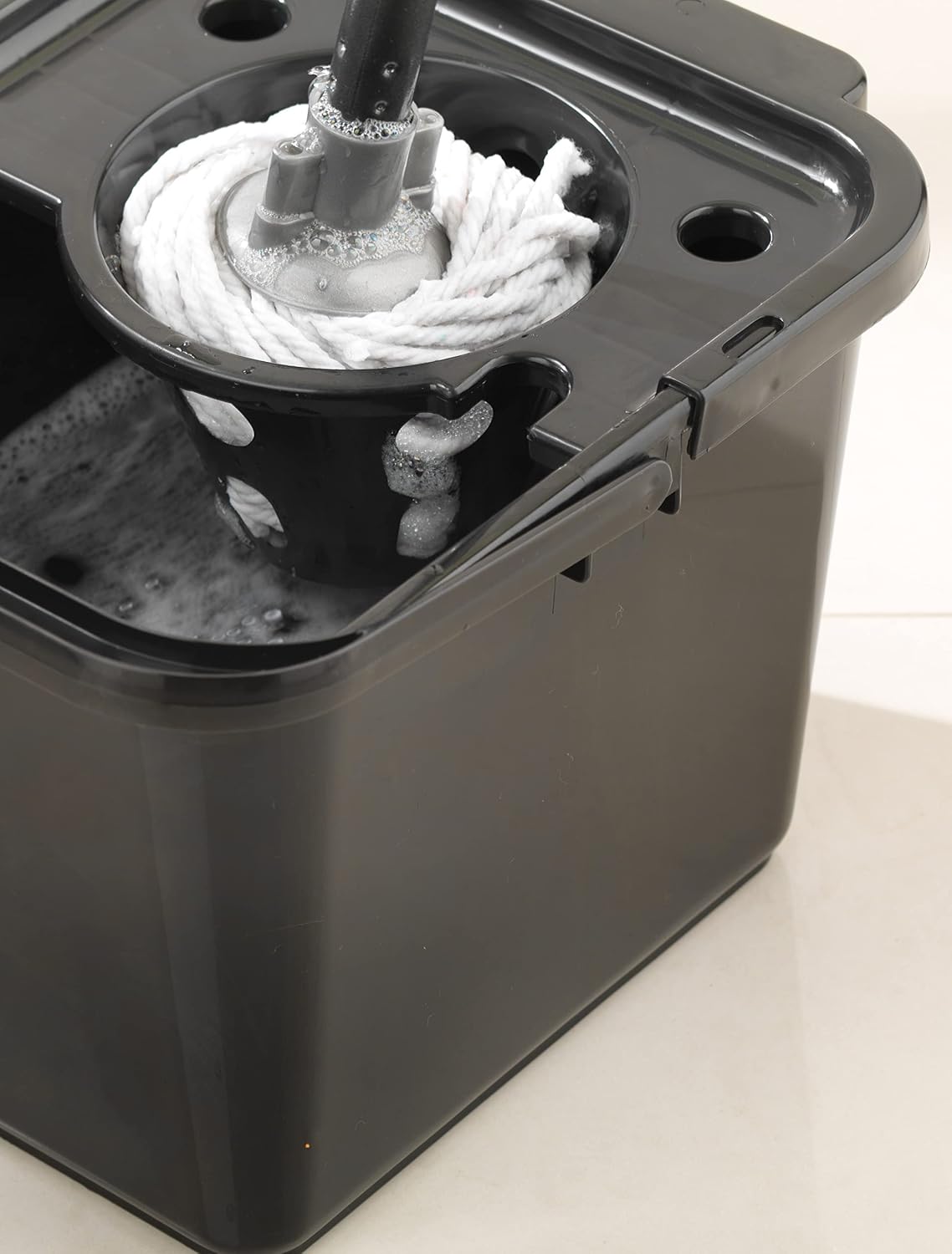 Addis Cotton Mop Made from Recycled Cotton with 3 Piece Handle and Extra Replacement Mop Head, Metallic and Grey. Easy to Assemble