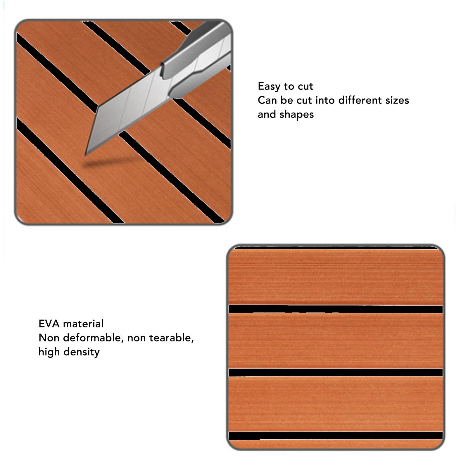Acouto Eva Marine Foam Podłogi Bukiet Łodzi Deska bez poślizgów Samoprzylepna naklejka ze sztucznego drewna tekowego do łodzi jachtów ponton ponoon platformy (240 x 60 cm)