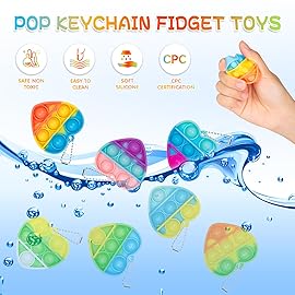 Pop Fidget Toys Bulk Its Valentines Day Gifts for Kids 30 Pack Valentines for Kids Classroom Valentines Day Party Favors Mini Heart Pop Fidget Keychain It Bulk Toys Valentine Goodie Bags Boys Girls