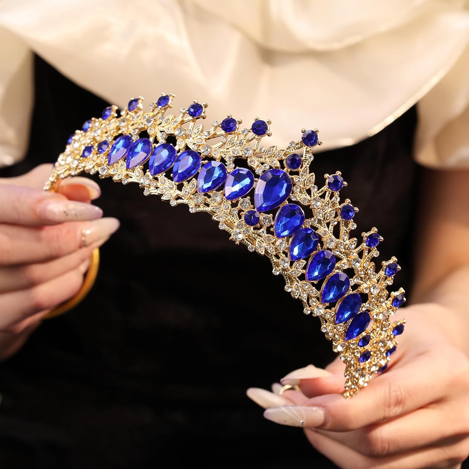 Vintage Crystal Wedding Tiara for Women Gold Silver Rhinestone Queen Crown Headband Princess Crown Headpieces Bridal Birthday Prom Costume Party Hair Accessories - Image 4