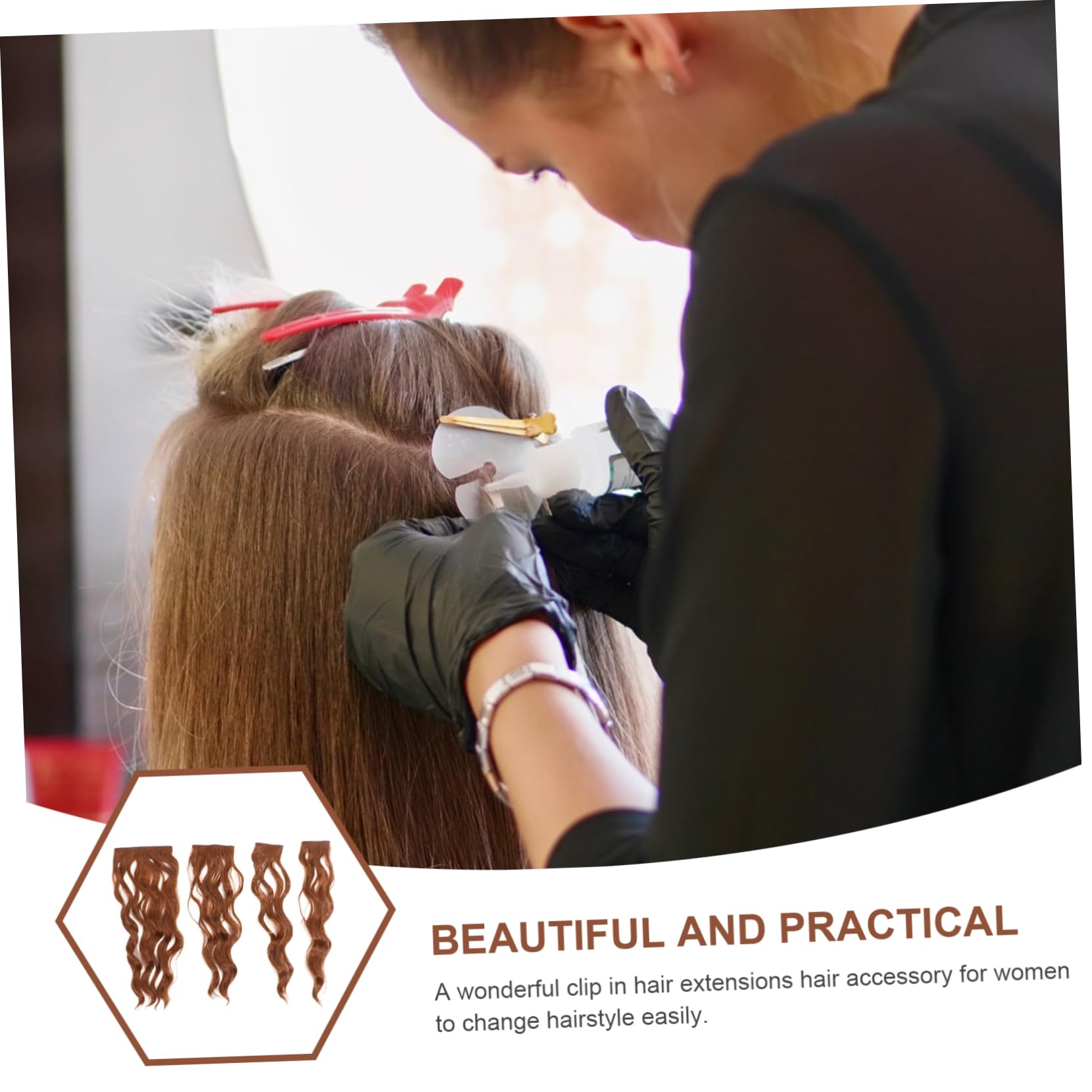 BESTYASH Extension Clip in Chioma Ricci in Seta ad Alta Temperatura 4 Pezzi per Donne, Facile da Applicare e Si Fonde Naturalmente i Chioma Propri