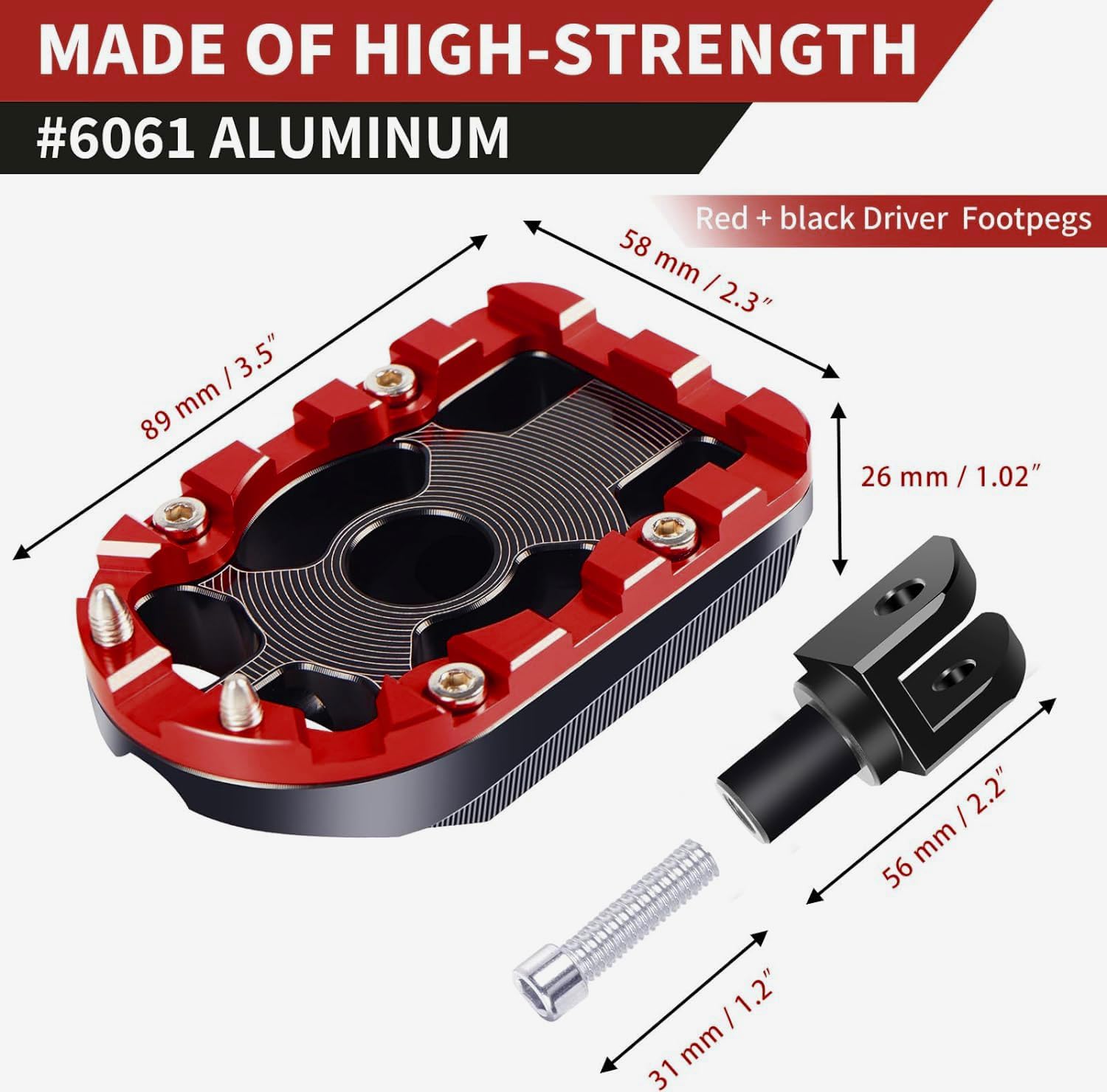 Red Front Driver Rider Floorboards Foot Pegs for Harley Softail Street Bob FXBB, FXBBS, Low Rider FXLR, FXLRS, Sport Glide FLSB, Breakout FXBR, FXBRS, FXST 2018-2025 Models