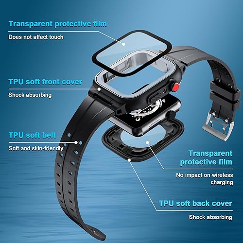 Miniatura 9 de Funda impermeable para Apple Watch de 1.732in Series 654SE con correa y protector de pantalla integrado, IP68 impermeable a prueba de polvo a prueba