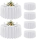 sancua 6 Pack Round Tablecloth 90 Inch White, Stain and Wrinkle Resistant Table Cloth - Washable Polyester Table Cover for Dining Tables, Buffet Parties and Camping