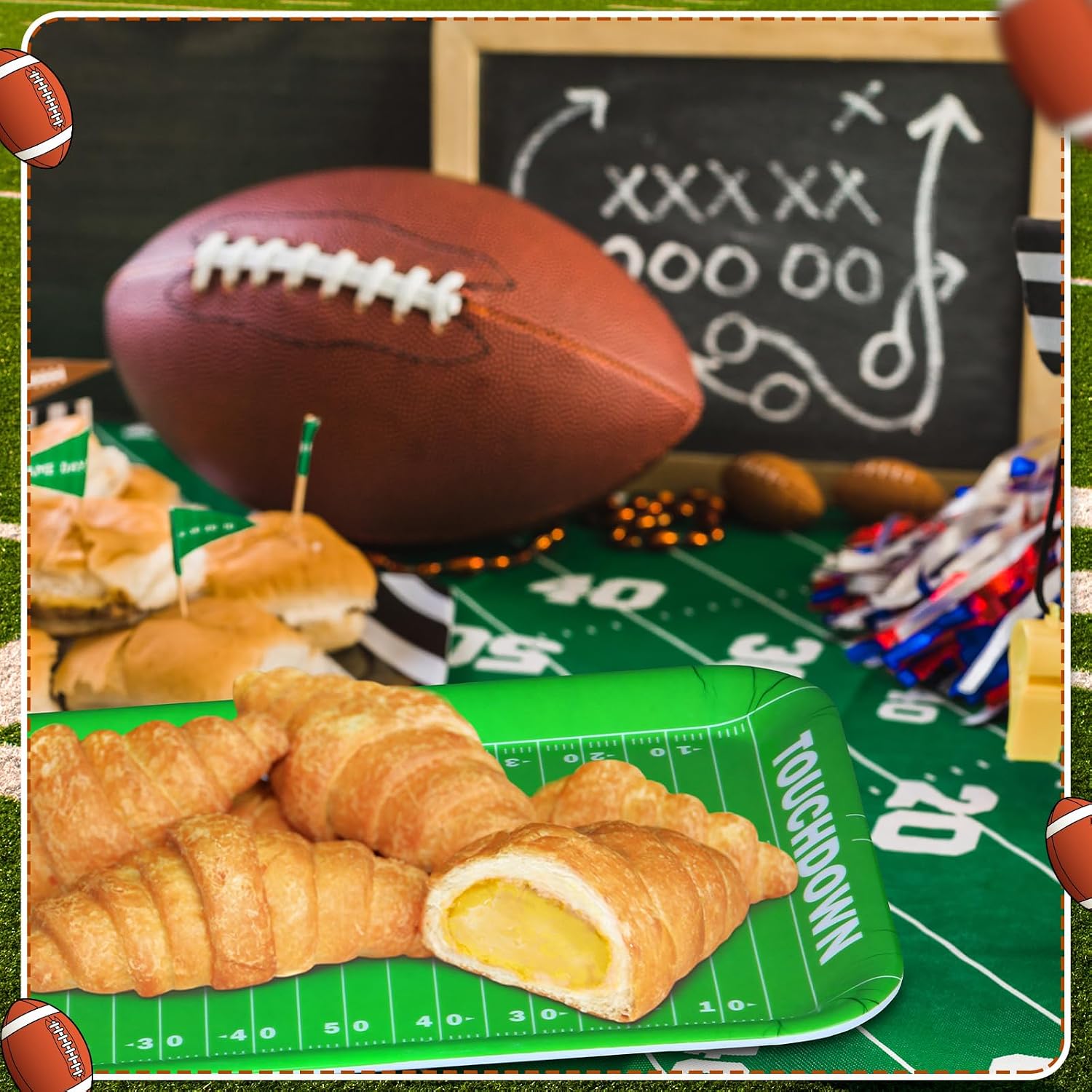 Zubebe 3 Pcs Football Platter Serving Trays Party Supplies,Football