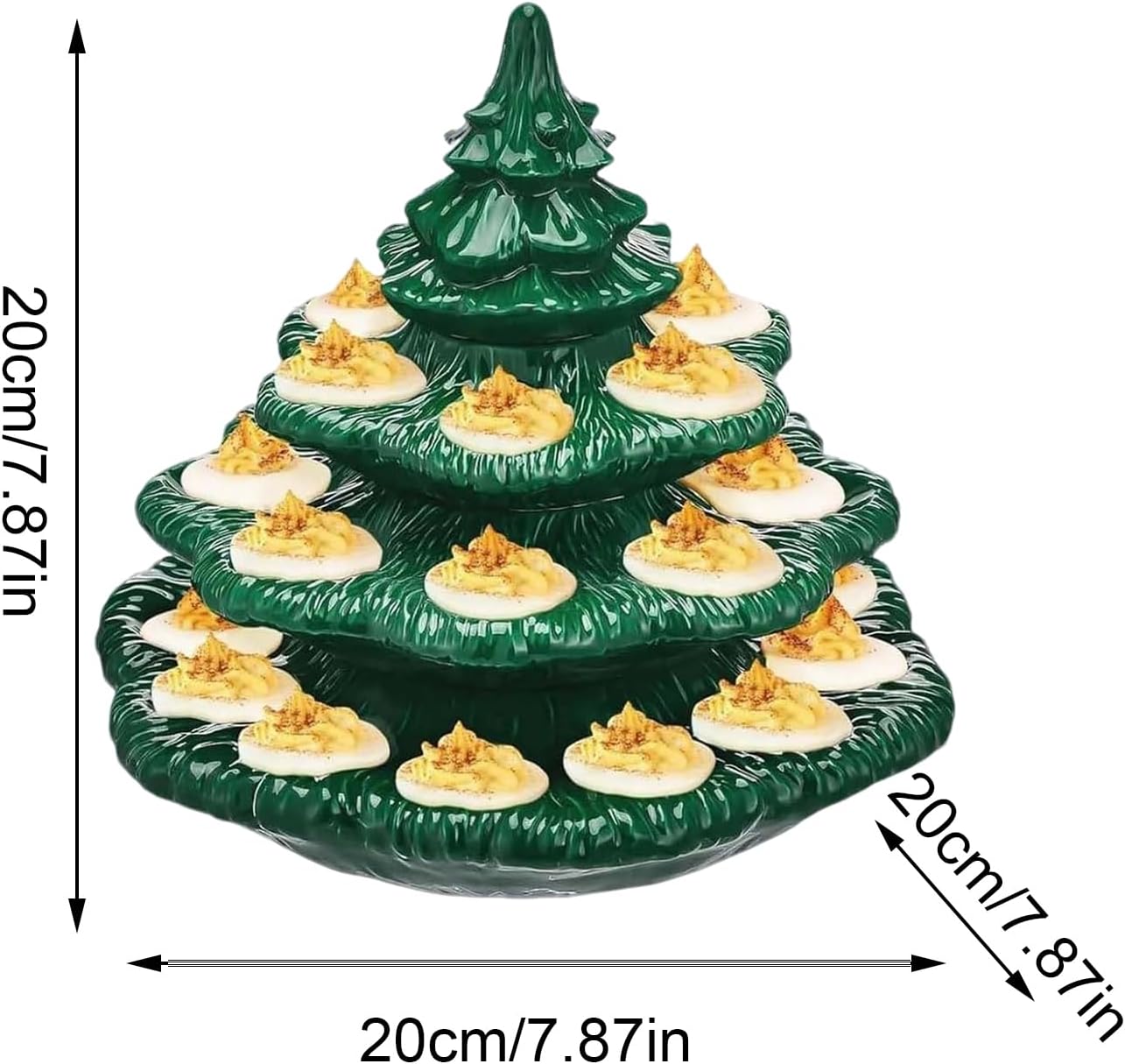 Deviled Egg Containers with Lid - Reusable Stackable Tableware Plate, Christmas Tree Shape Deviled Egg Plate for Kitchen, Brunch, Tea, Snacks, Appetizers, Catering, Party, Easter, Picnics, Charcuterie