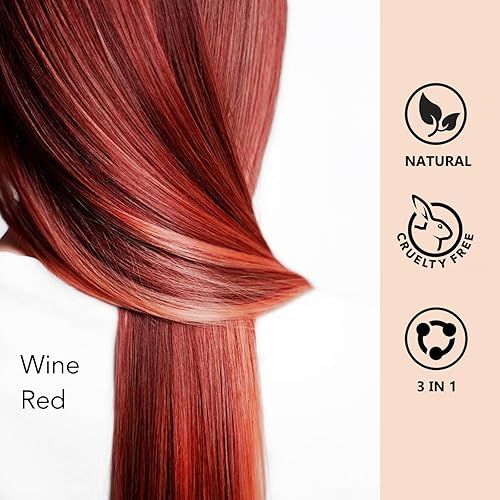 Miniatura 2 de Champú de tinte para el cabello rojo vino 3 en 1, champú natural de color burdeos para hombres y mujeres, colores de cabello en minutos, champú de