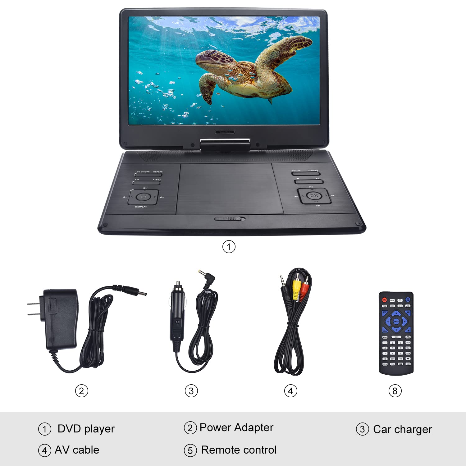 YOOHOO Lecteur DVD portable 16,9" pour voiture avec écran HD 14,0" et batterie rechargeable