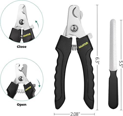 Miniatura 2 de HAWATOUR Cortauñas para perro, recortadores de uñas clásicos para perros con protector de seguridad para evitar cortes excesivos, hoja afilada