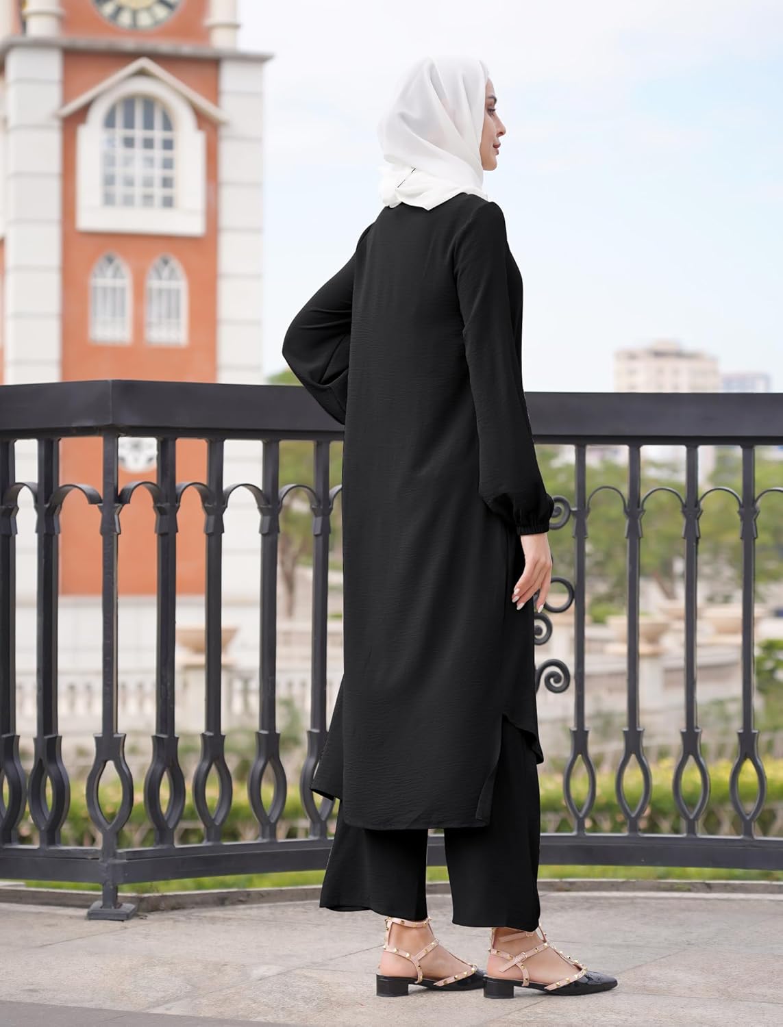 Women's Muslim 2 Pieces Sets Long Sleeve Button Down Shirt and Pants Abaya Casual Dress Dubai Outfits - Image 8