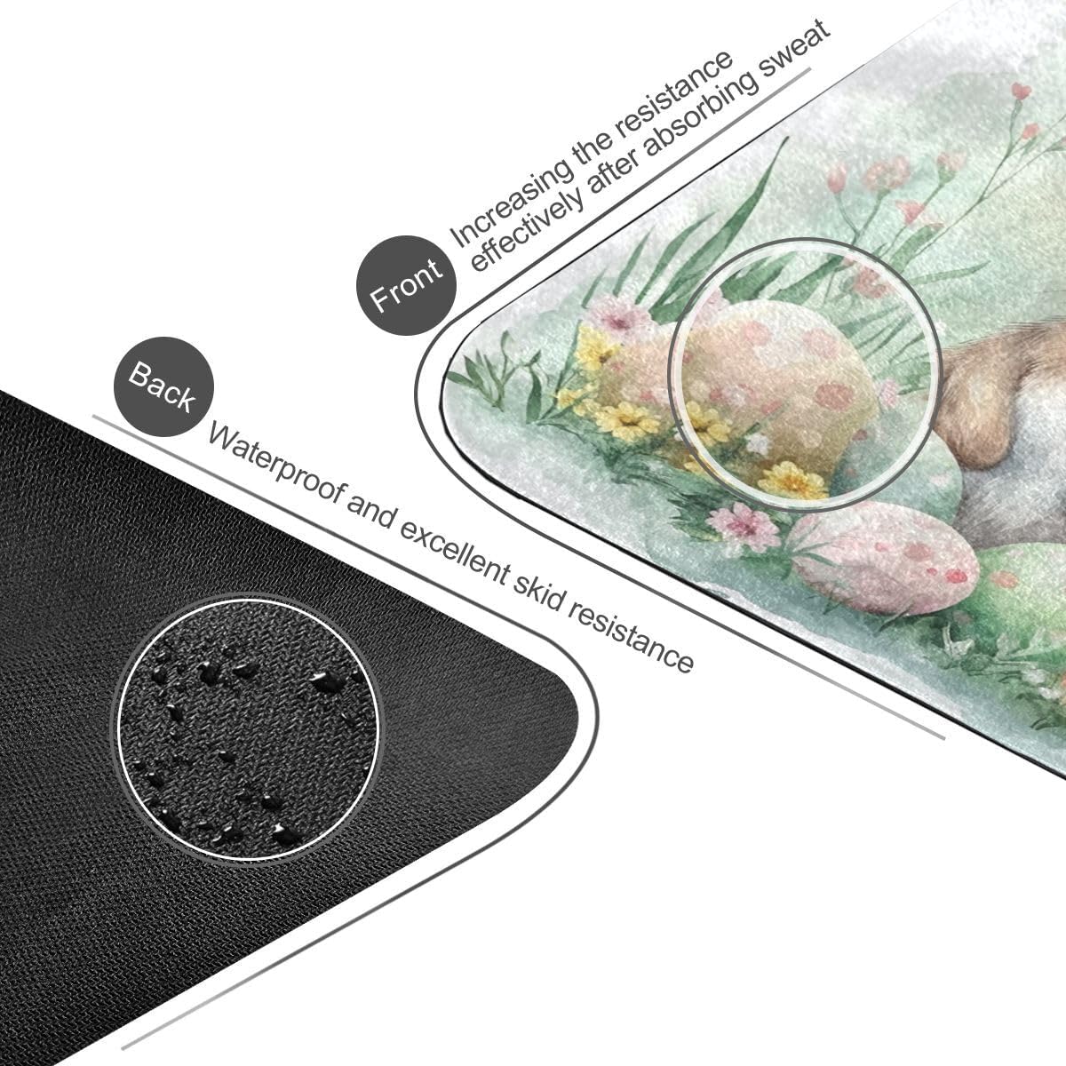 ALAZA Happy Easter Easter Rabbit Eggs Spring Flowers Chick Yoga Mat Non Slip Fitness Exercise Mat, Workout Mat for Yoga, Pilates and Floor Exercises