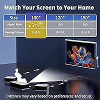 Vista 4 de WASJOYE 100 Inch Motorized Projector Screen with Remote Control - 4:3 Electric Drop Down Projector Screen for Wall or Ceiling Mount, 8K HD & Dual