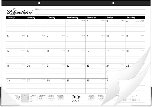 2026-2027 Desk Calendar - 18 Monthly Desk Calendar 2026-2027, Jul 2026 - Dec 2027, 17" x 12", Desk/Wall Calendar 2-in-1 with Notes, Corner Protector, Ruled Blocks - Standard