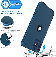 Vista 6 de ORETECH Funda para iPhone 12/iPhone 12 Pro con [2 x Protectores de Pantalla de Vidrio Templado] 360° Heavy Duty Bumper de PC Duro Cubierta de Azul