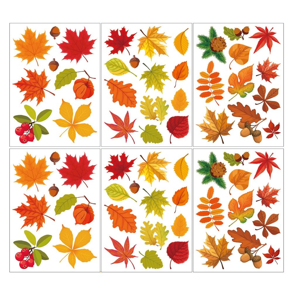 CTRLZS Thanksgiving Fall Leaves Window Clings Window Decals Fall Clings Thanksgiving Fall Window Stickers for Glass Window Seasonal Autumn Decoration