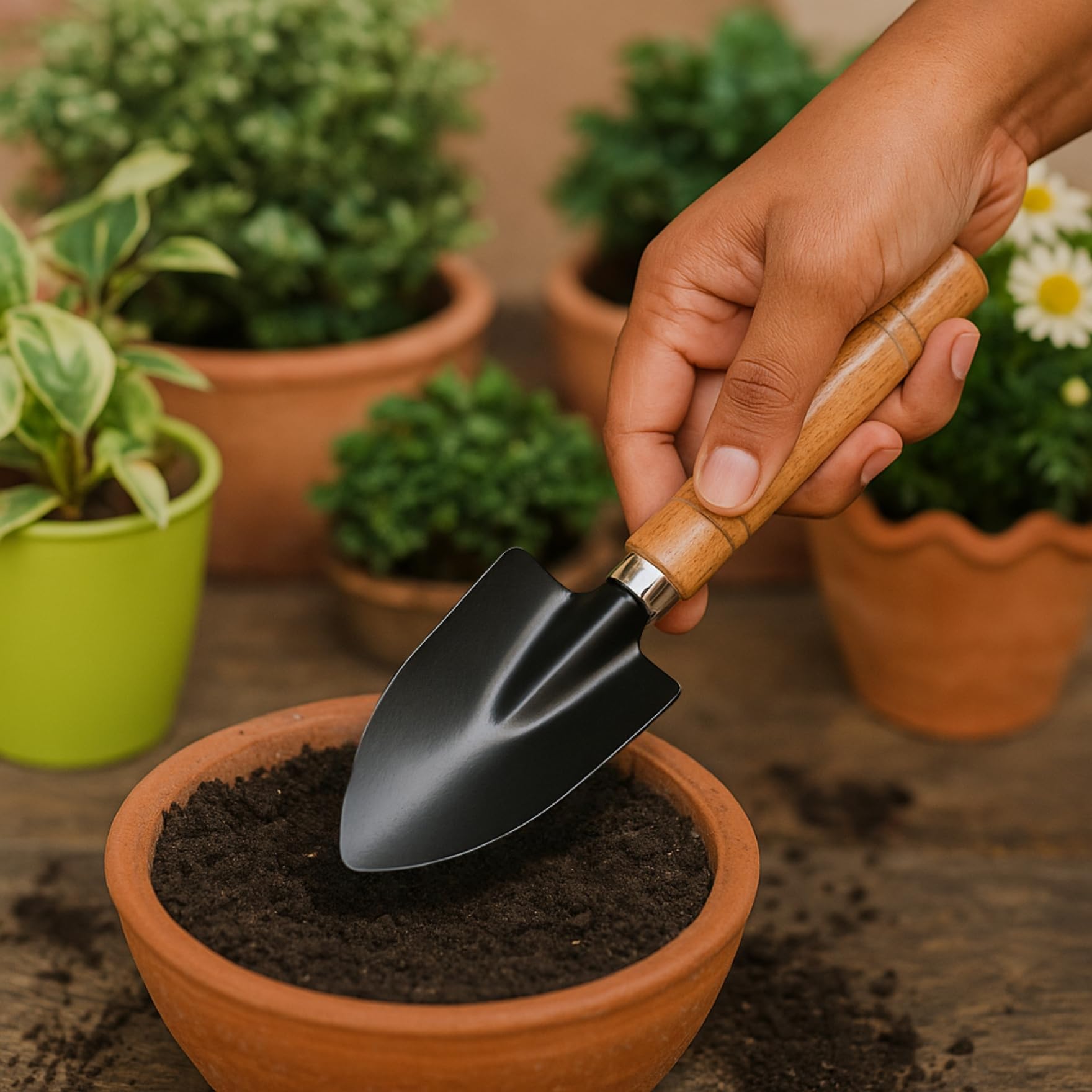 ecofynd Gardening Hand Tool (Big Trowel with Wooden Handle), Home Garden Durable Plant Tool, Planting, Weeding, Pruning, Soil Maintenance, Farming Essential Kit (GT015)-image-41