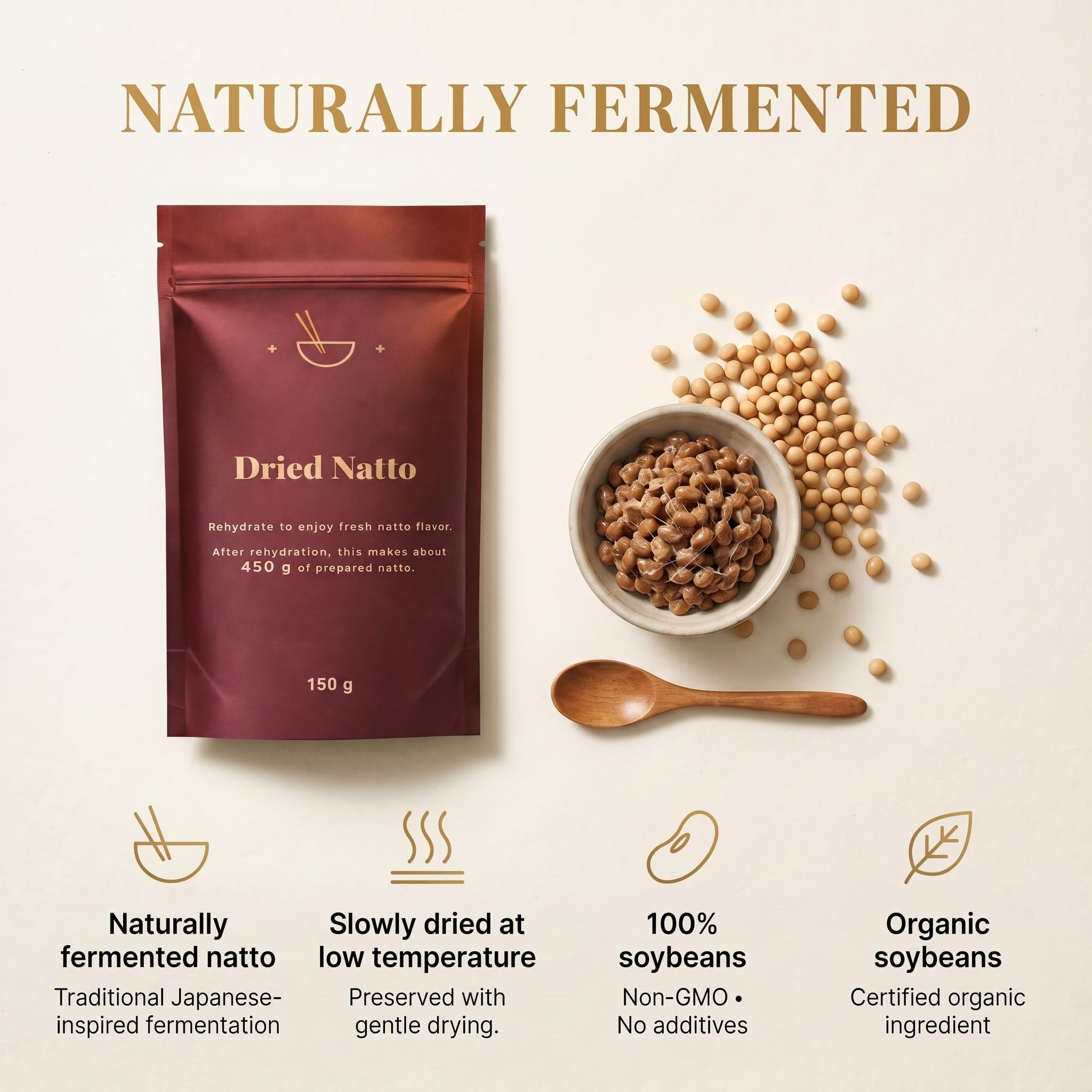 Natto seco 150 g soja fermentada